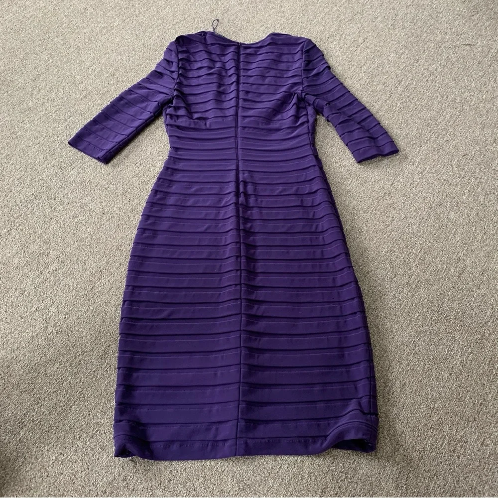 Adrianna‎ Papell Tiered V Neck Bodycon Formal Mini Dress Womens Size 4 Purple - Picture 3 of 8